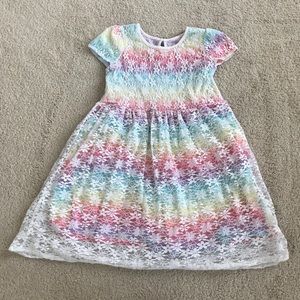 Girls Rainbow with Lace Overlay